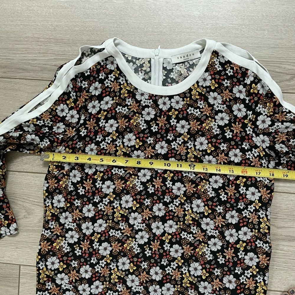 Sandro Dress Floral open sleeves  Size 2 - Picture 10 of 12